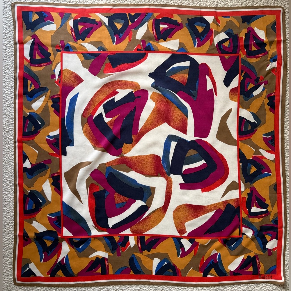 Vintage Italian 100% Silk Abstract Print Scarf